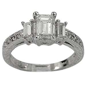 Antique Diamond Engagement With GIA CERTIFIED F VS1 .75ct Emerald Cut 