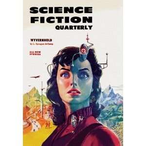 Science Fiction Quarterly Woman with Forehead Transmitter   16x24 