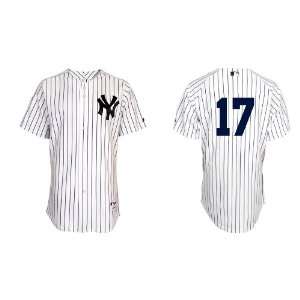 New York Yankees 17 Francisco Cervelli White Stripe 2011 MLB Authentic 