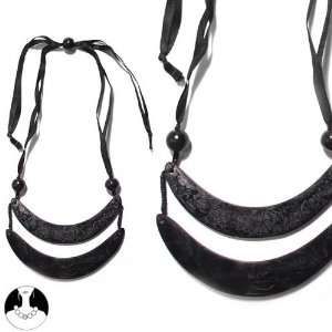 SG Paris Necklace Adjustable Resine Black and Grey Noir/Jet Necklace 