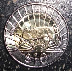 2011 Uruguay 10 pesos Puma cat animal bi metal coin  