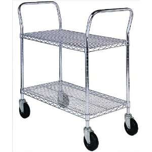 SPG MA Steel Wire Service Cart with Rubber Caster, 2 Shelves, Zinc 