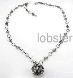 CATHERINE POPESCO ANTIQUE SILVER BALL NECKLACE with SWAROVSKI CRYSTAL 