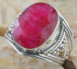 28.1 CT RUBY 925 SILVER RING; 7 1/4  