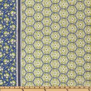  56 Wide Voile Abstract Border Royal/Leaf Fabric By The 