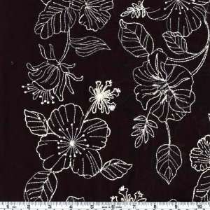 54 Wide Embroidered Voile Black/Ivory Fabric By The Yard 