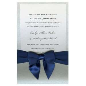  Silver Pocket with Crystal Insert and Light Navy Bow 