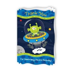  Space Alien   Personalized Birthday Party Thank You Cards 
