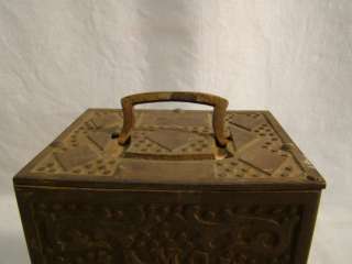   Antique CAST IRON Old DIAMOND Personal SAFE Victorian BANK Lock BOX