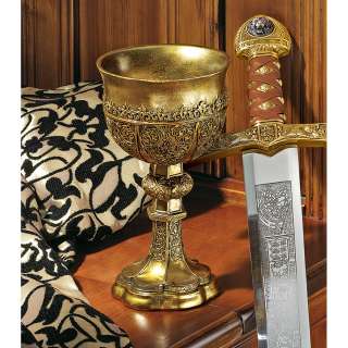Ceremonial Holy Grail Medieval Gothic Golden Chalice Sculpture Goblet 