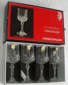 CRISTAL DARQUES LONGCHAMP set 4 glasses 8 1/2 oz 25 cl  