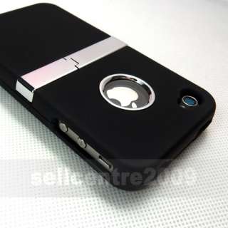 Chic Design Black Dual Hard Case Cover For Apple iPhone 4 4G 4S Chrome 