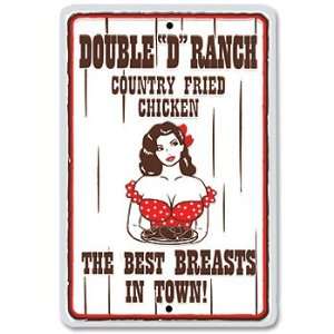  Double D Ranch Fried Chicken Hanging Metal Sign 