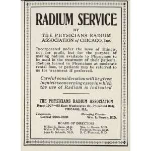   Radium Association Chicago   Original Print Ad