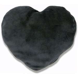   Heating / Cooling Heart Pillow Furry Plush Black