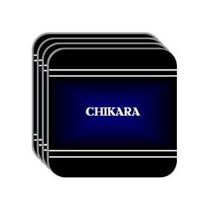 Personal Name Gift   CHIKARA Set of 4 Mini Mousepad Coasters (black 