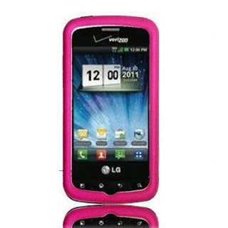 Pink Rubberized Hard Case Cover+ LCD For LG Enlighten VS700 LS700 