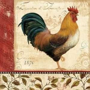 Majestic Rooster I by Daphne Brissonnet. Size 18.00 inches width by 18 