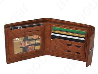   Mens Real Leather Bifold Wallet Multi Pocket Credit Card Purse  