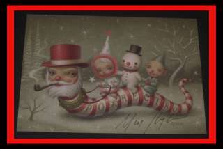   RYDEN Signed SANTA WORM SNOWMAN ELF PRINT LOWBROW ART CHRISTMAS RARE