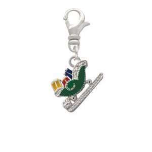  Green Christmas Sleigh Clip On Charm Arts, Crafts 