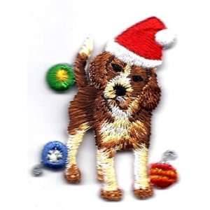  Iron On Applique/Christmas,Dog w/Xmas Ornaments 