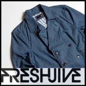 Freshjive CHETS BLUE Oxford Denim Jacket Indigo Sz L  