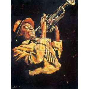  Trumpet Player by Hazel Soan. Size 16 inches width by 20 