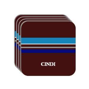 Personal Name Gift   CINDI Set of 4 Mini Mousepad Coasters (blue 