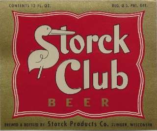 Stork Club Beer Crate Label Slinger, WI  
