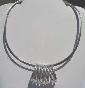 Modernist Silver Choker Collar Necklace  