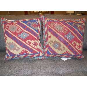  Set of Two Wool Kilim Pillow Case CK3