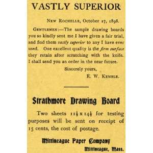  1900 Ad Strathmore Drawing Board Paper Firm Knife Art 
