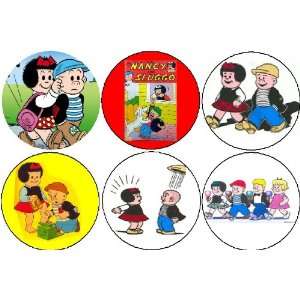  Set of 6 Nancy and Sluggo 1.25 MAGNETS (Cartoon, Comic 