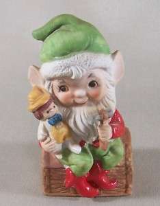 Vintage HOMCO Christmas Elf Figurine Porcelain Doll  