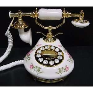  Porcelain Phone Small Roses Touchtone Dial