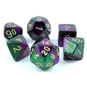   (Gemini Green and Purple) role playing game dice + bag Toys & Games