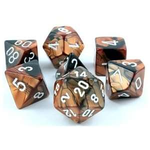   (Gemini Black and Copper) role playing game dice + bag Toys & Games