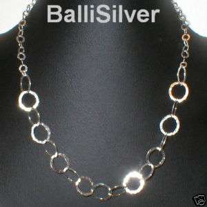 Sterling Silver 13mm HAMMERED CIRCLES Chain Necklace  