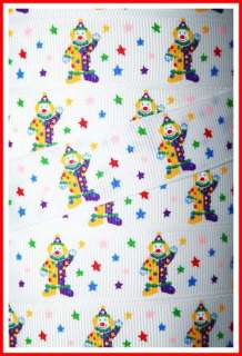 CIRCUS CLOWNS PRIMARY STARS GROSGRAIN RIBBON 50yds  