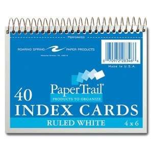  Wirebound Index Cards, 6x4 1/2,40 Sheets, Ruled, Perforated 