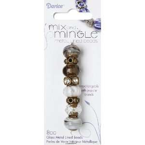  Darice Mix and Mingle Bronze Metal Lined Beads, Crystal 