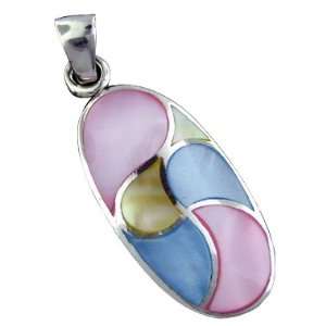  925 Silver Mother of Pearl Oval Pendant Hawaiian Jewelry 