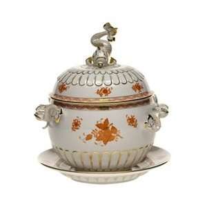  Herend Chinese Bouquet Rust Tureen With Platter Kitchen 