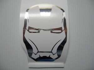 Silver Chrome Iron Man 2 Mask Vinyl Decal  