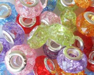 100PCS with broken glass acrylic faceted beads and core fits Charm 