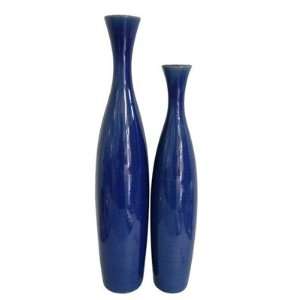   19 and 22 Tall Vase in Cobalt Blue Glaze (Set of 2)