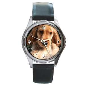  Cocker Spaniel Puppy Dog Round Leather Watch CC0038 