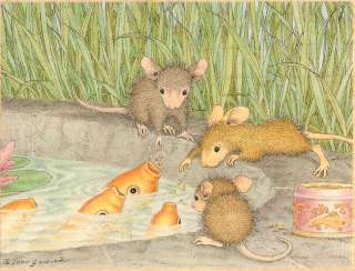 HOUSE MOUSE Wood Mounted Rubber Stamp Fish Friends Stampabilities NEW 