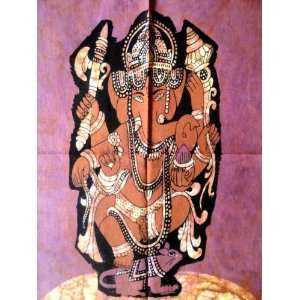  God Dancing Ganesh Ganesha Cotton Fabric Tapestry Batik Painting 